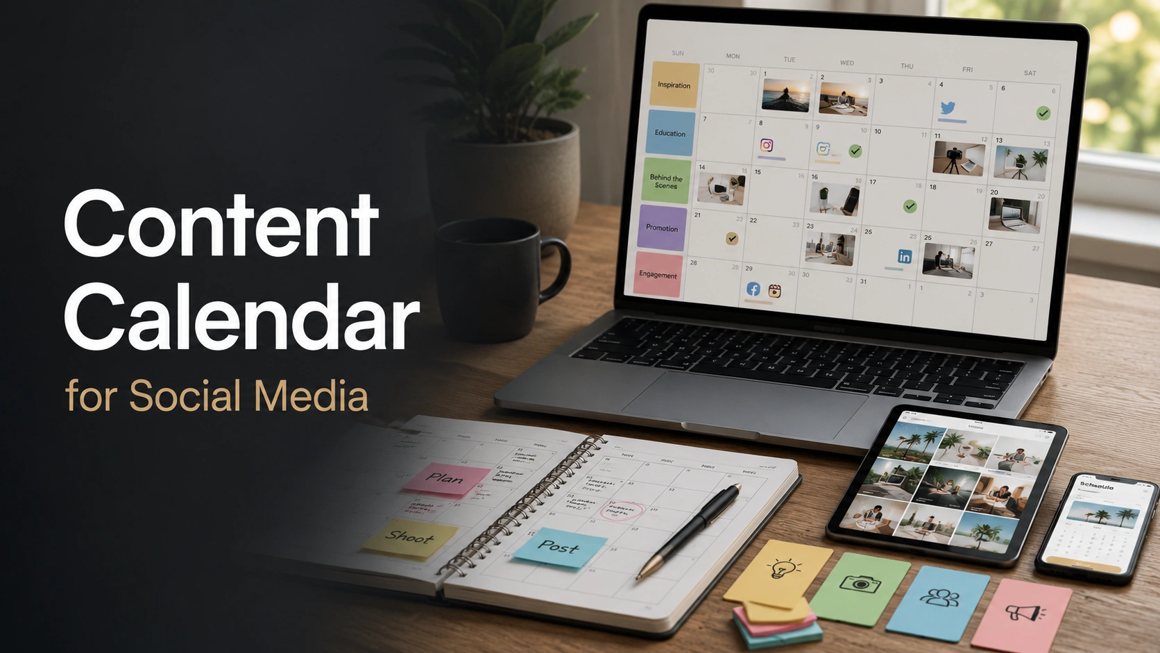 Visual of a social media content calendar with planning and scheduling tools